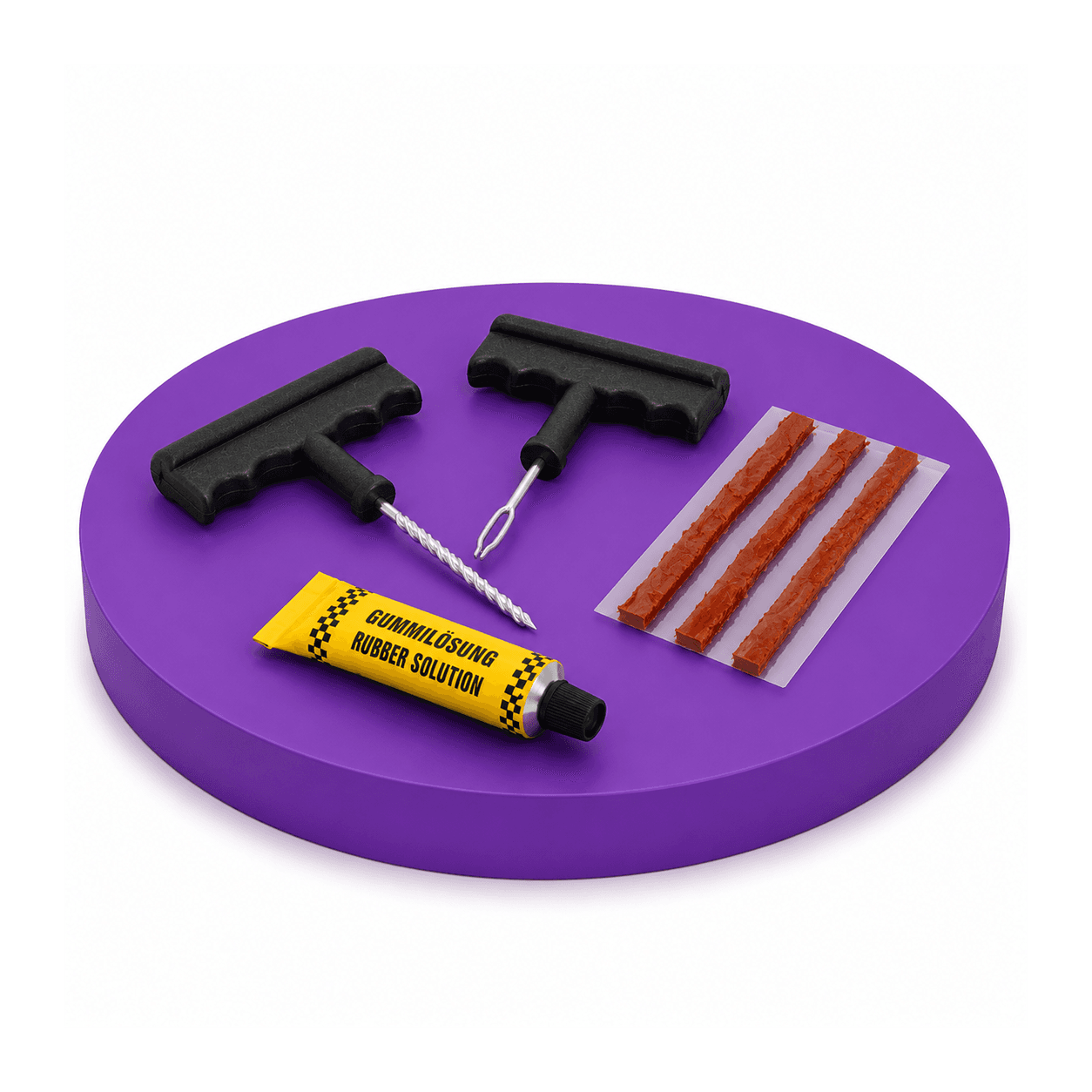 Gizmorac Tubeless Tyre Puncture Repair Kit for Car & Bike | Heavy-Duty Steel Handle Tool with 5 Rubber Strips | Portable Emergency Tyre Fix Kit for Car, Bike, Scooter, SUV